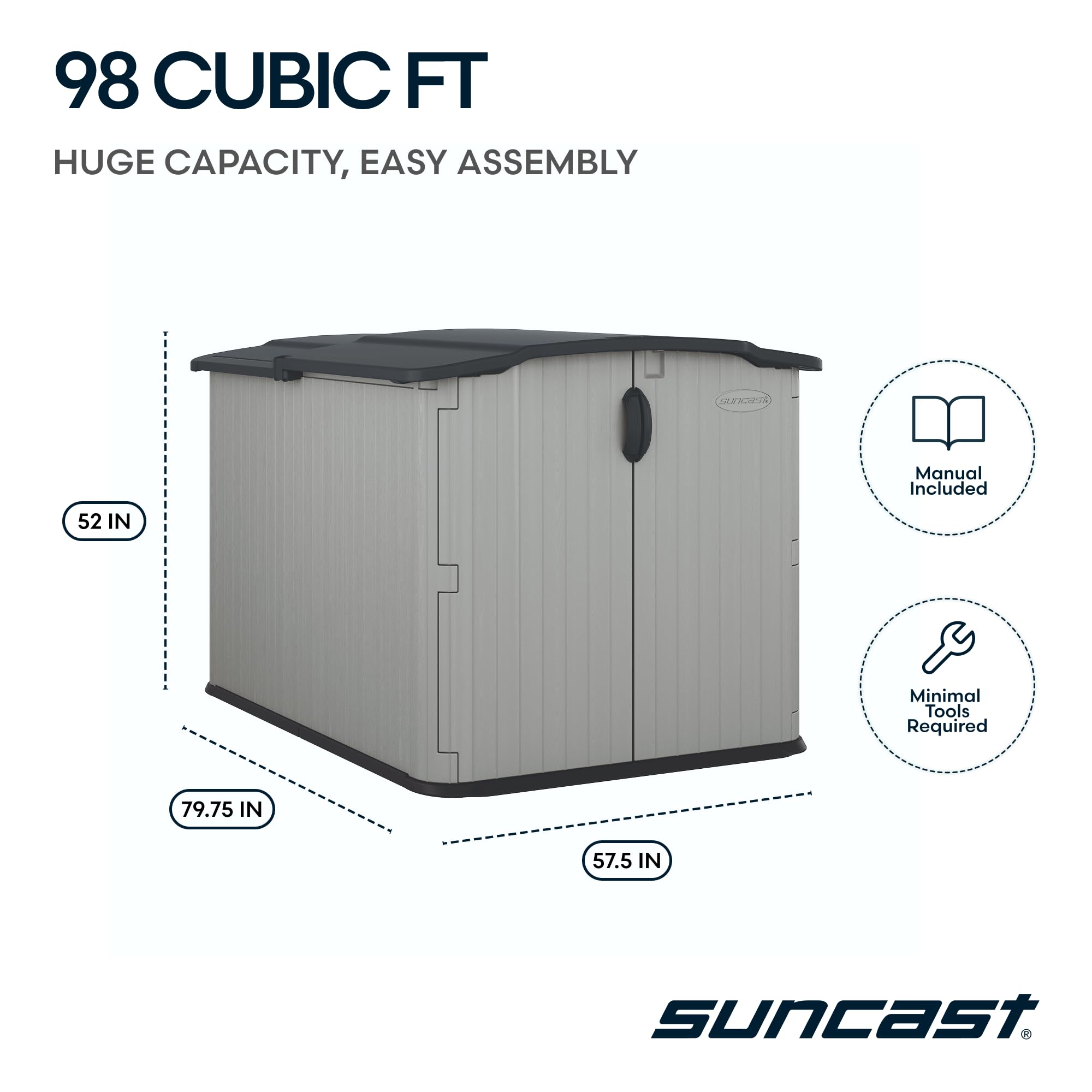 Amazon.com : Suncast 138 Cu Ft Horizontal Outdoor Storage Shed